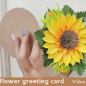 3D Sunflower buds greeting card template, SVG DXF sunflower greeting card cut file