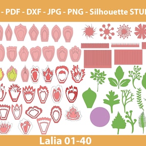 40 LALIA papieren bloemen sjablonen, doe-het-zelf papieren bloem achtergrond PDF SVG bloemen, 3D-bloem sjabloon svg, papieren bloem muur sjabloon