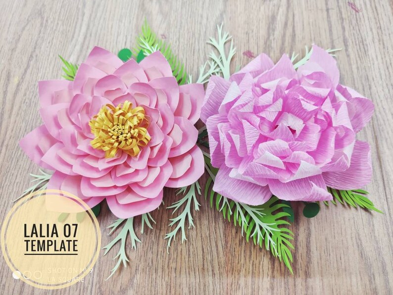 Giant Paper flowers SVG paper flower template flower template PDF DXF Jpg Png files for Cricut silhouette flower tutorial Lalia 06-10