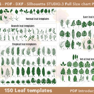 150 Paper leaves templates, Paper Leaf & Vine Templates, Banana Leaf, Luau Party, Printable Template, SVG Files cricut- silhouette