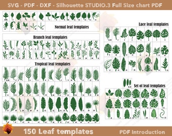 150 Paper leaves templates, Paper Leaf & Vine Templates, Banana Leaf, Luau Party, Printable Template, SVG Files cricut- silhouette