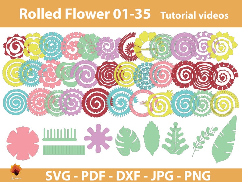 Download 35 Rolled flower Paper flower templates rolled flower SVG ...
