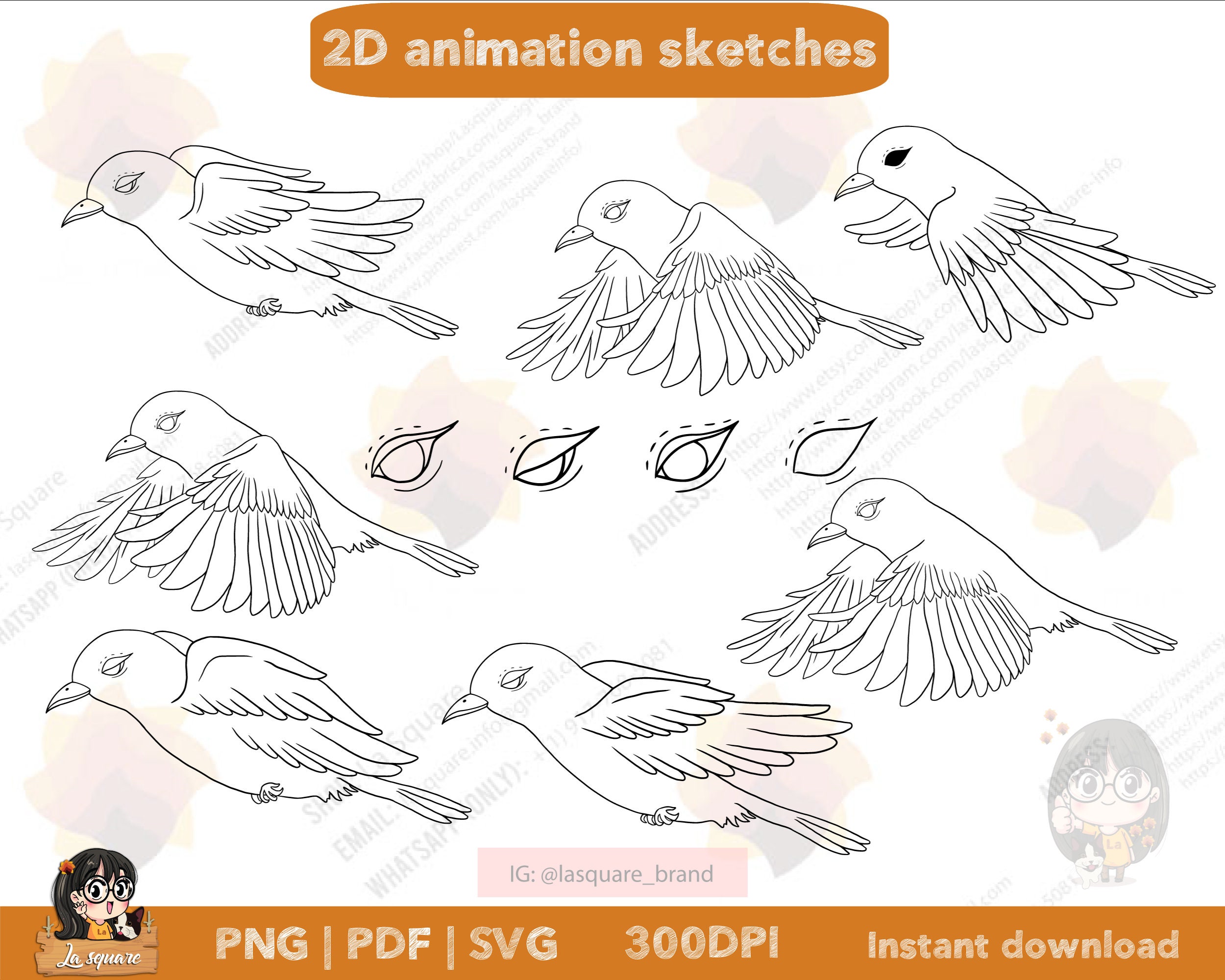 07 Hand Drawing Flying Bird Sketches for 2D Animation Line - Etsy Canada 07 Hand Drawing Flying Bird Sketches for 2D Animation Line - Etsy Canada