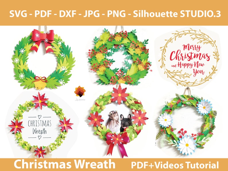 06 Paper Christmas Wreath templates Christmas wreath svg image 1