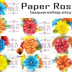 40 Rose Paper flower templates, Paper Roses svg, Paper Flower SVG, Giant Paper Roses, Rose Paper Flowers bouquet, Flower Templates SVG