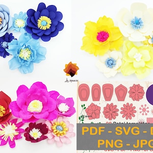 08 Giant Paper Flowers template SVG-  Diy paper flowers template- Printable Templates