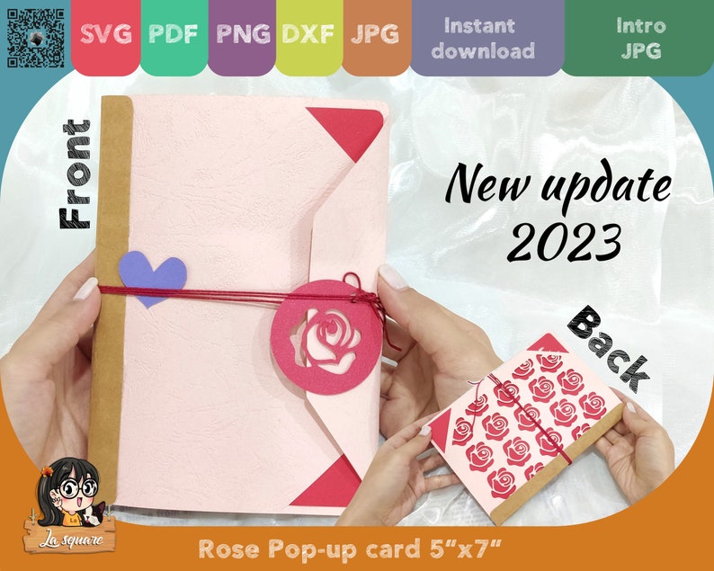 3D Pop-up Rose Greeting Card, Flower Pop up Card, Printable 3d Card Svg ...