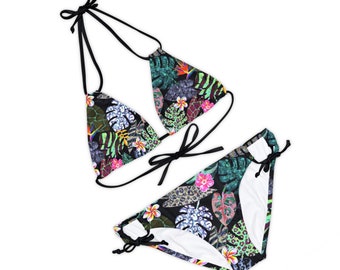 Women's swimwear Strappy Bikini Set Tropical 4 Seamless pattern Summer vibe