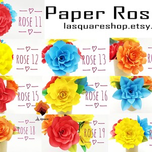 40 Rose Paper flower templates, Paper Roses svg, Paper Flower SVG, Giant Paper Roses, Rose Paper Flowers bouquet, Flower Templates SVG