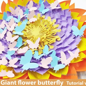 Giant flower butterfly - Paper flowers backdrop template svg