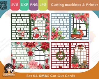 Christmas Cut-Out Cards: 5x7in SVG PNG DXF Templates (Digital Download)