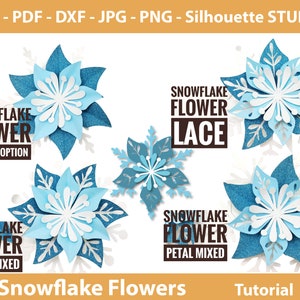 Snowflake flowers backdrop template, Christmas Paper Flowers Templates, Christmas SVG decor, snowflake svg silhouette, Christmas flower svg
