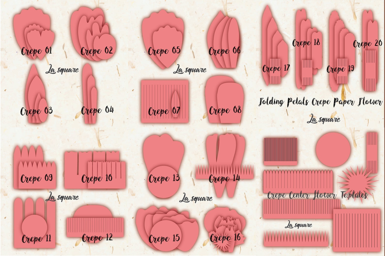 20 Crepe Paper Flower Templates, Crepe Flower SVG, Crepe Daisy, Crepe ...