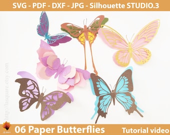 06 Szablon motyla z papieru, konfiguracja sesji zdjęciowej motyla w formacie SVG, motyl z papieru, sylwetka motyla, motyl 3D, szablon ściany kwiatowej