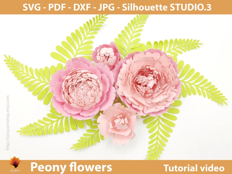 Giant Peony Paper Flowers template SVG