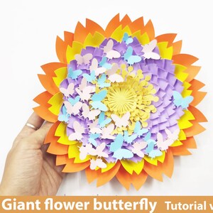 Giant flower butterfly - Paper flowers backdrop template svg