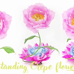 20 Crepe paper flower templates, crepe flower SVG, crepe daisy, crepe peony, crepe flower cut files PDF DXF Jpg Png for cricut silhouette