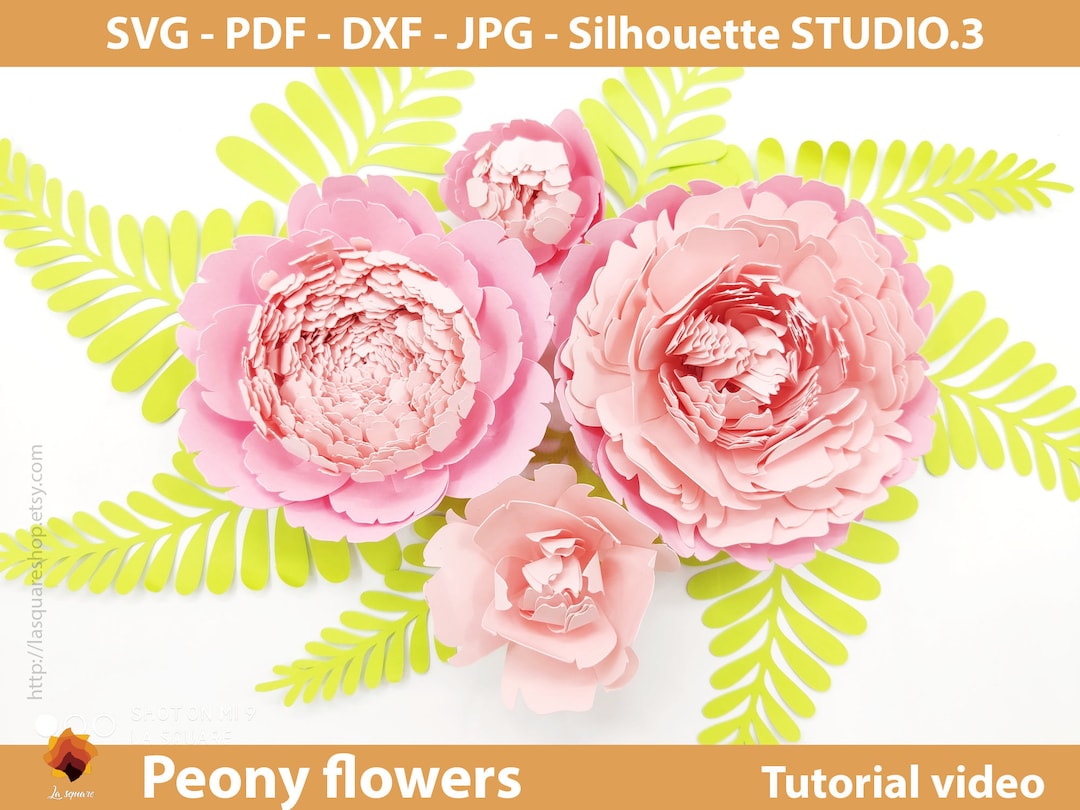 Giant Peony Paper Flowers Template SVG -diy Paper Flowers Template ...