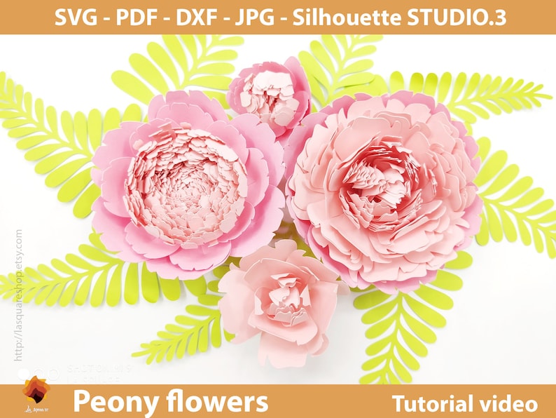 Giant Peony Paper Flowers template SVG