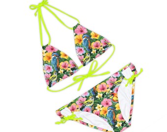 Women's swimwear Strappy Bikini Set Tropical 2 Seamless pattern Summer vibe