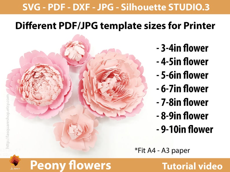 Giant Peony Paper Flowers template SVG
