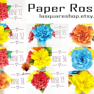 40 Rose Paper flower templates, Paper Roses svg, Paper Flower SVG, Giant Paper Roses, Rose Paper Flowers bouquet, Flower Templates SVG
