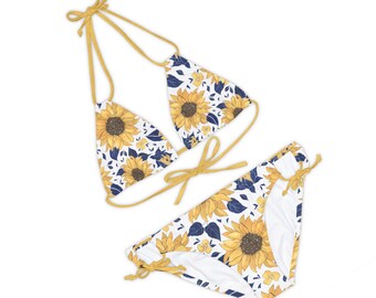 Women's swimwear Strappy Bikini Set Floral 2 Seamless pattern Summer vibe