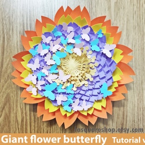 Giant flower butterfly - Paper flowers backdrop template svg