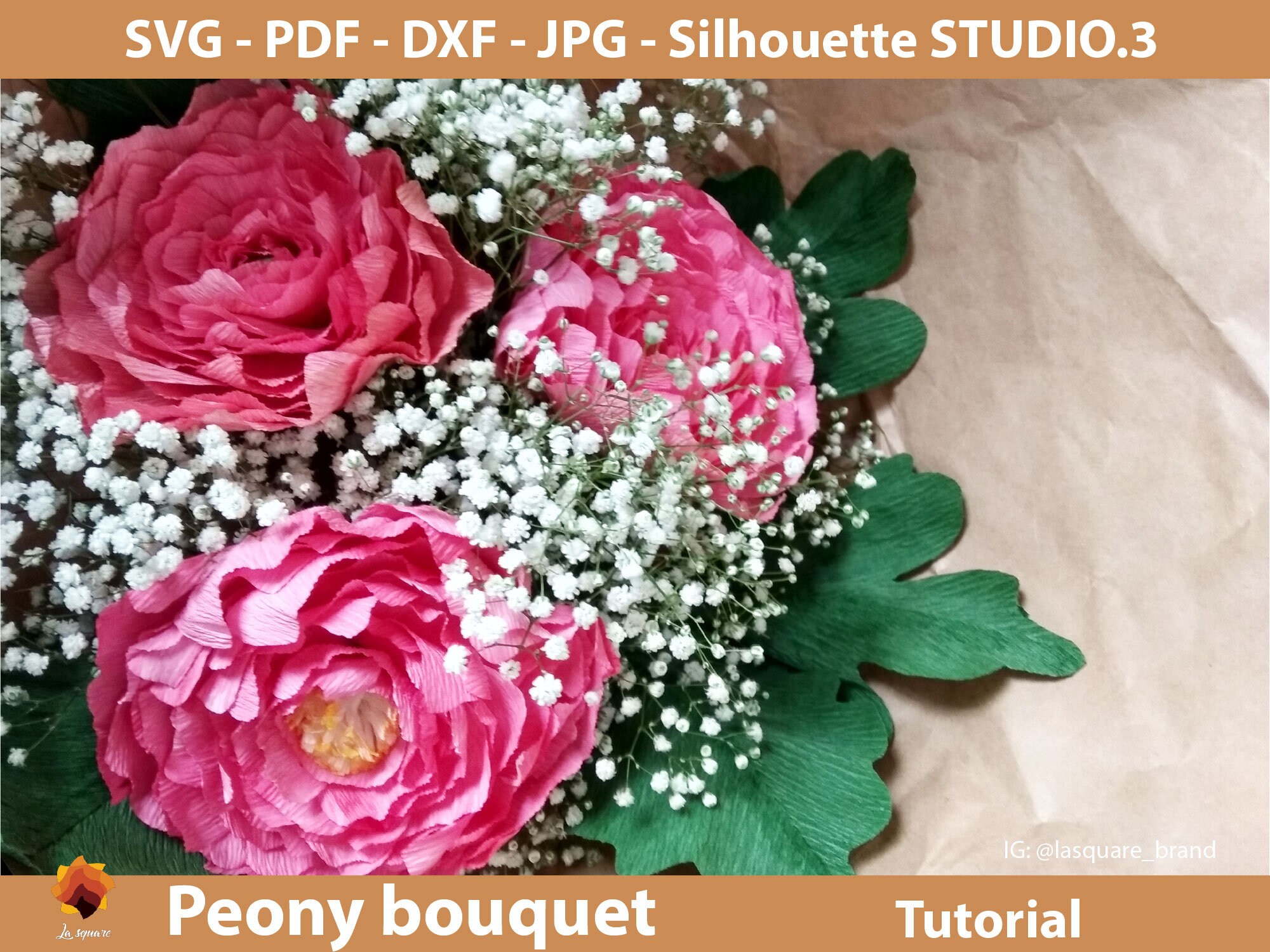 Download Crepe Peony Bouquet Crepe Paper Flowers Templates Crepe Etsy