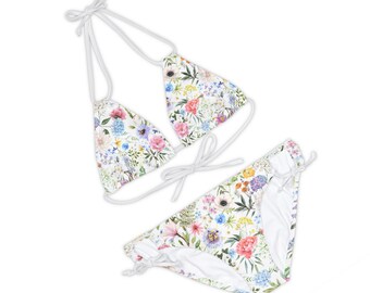 Women's swimwear Strappy Bikini Set Floral 1 Seamless pattern Summer vibe