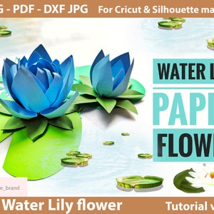 Modello di fiori di carta con ninfea SVG - Modello di sfondo fai da te con fiori di carta - Download immediato di modelli di fiori stampabili