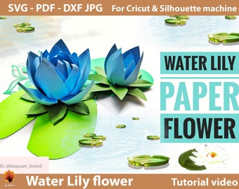 Water Lily Paper Flowers template SVG- DIY Paper flower backdrop template - Instant download Printable flower Templates