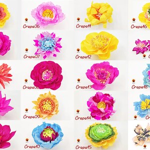 20 Crepe paper flower templates, crepe flower SVG, crepe daisy, crepe peony, crepe flower cut files PDF DXF Jpg Png for cricut silhouette
