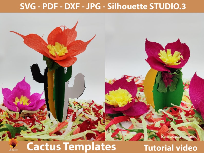 Download DIY Paper Cactus template crepe flower SVG Pdf DXF Jpg Png ...