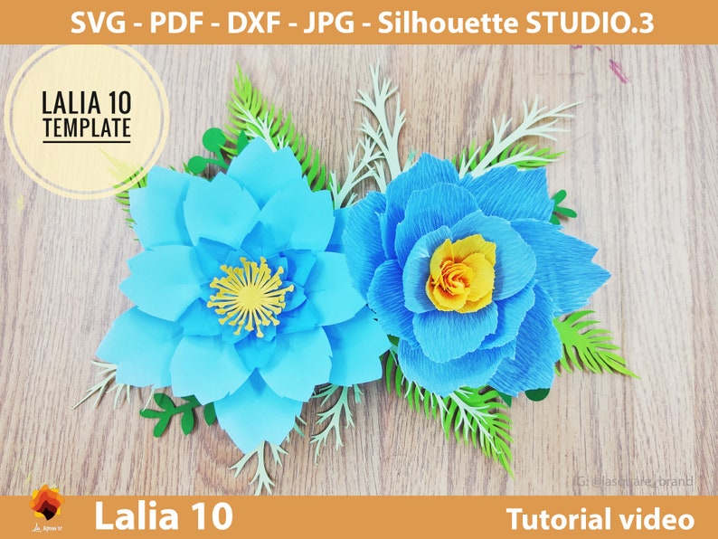 Giant Paper Flowers SVG Template Lalia 10 Blue Rose Paper Etsy