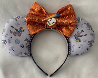 Disney Inspired Handmade FIGMENT with Sequins Bow- Minnie Ears Headband - NWOT Girl main image 3