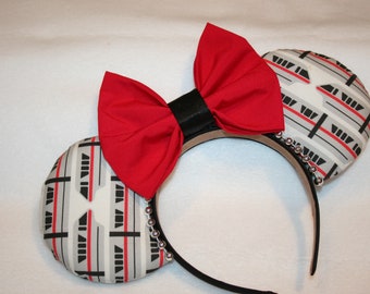 Red monorail inspired mouse ears