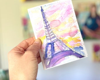Set of 10 Eiffel Tower at Sunset Notecard Set