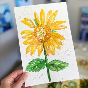 Golden Sunflower Original Watercolor Art
