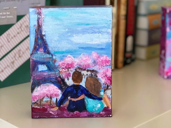5x7 オリジナルアクリル画 エッフェル塔、パリのロマンス - Etsy 日本