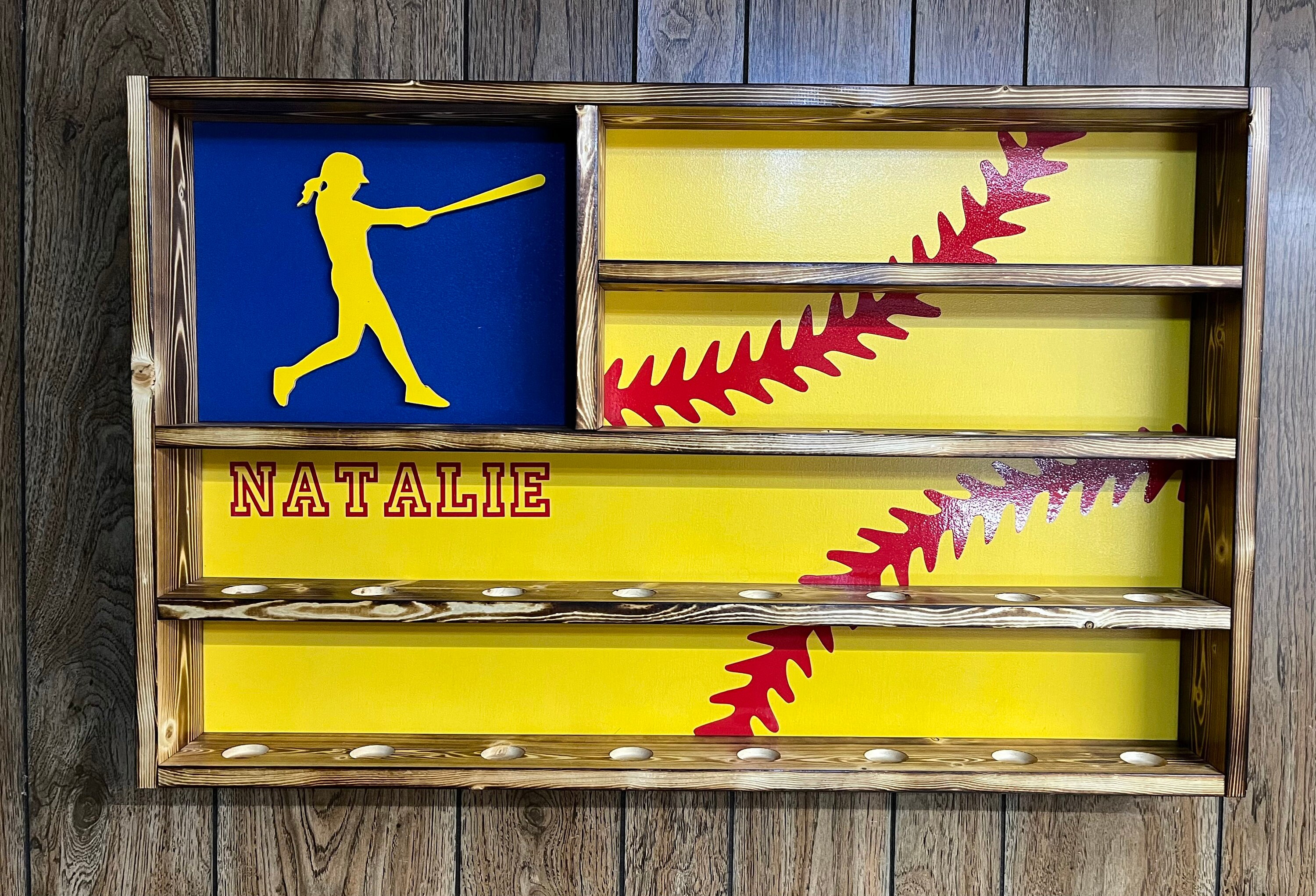 Softball Flag Championship Ring and Ball Display Case Holder Etsy
