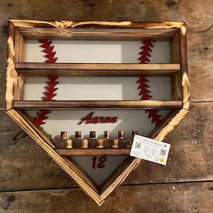 Baseball Homeplate 11 Ring and  10 Ball Display Case Holder