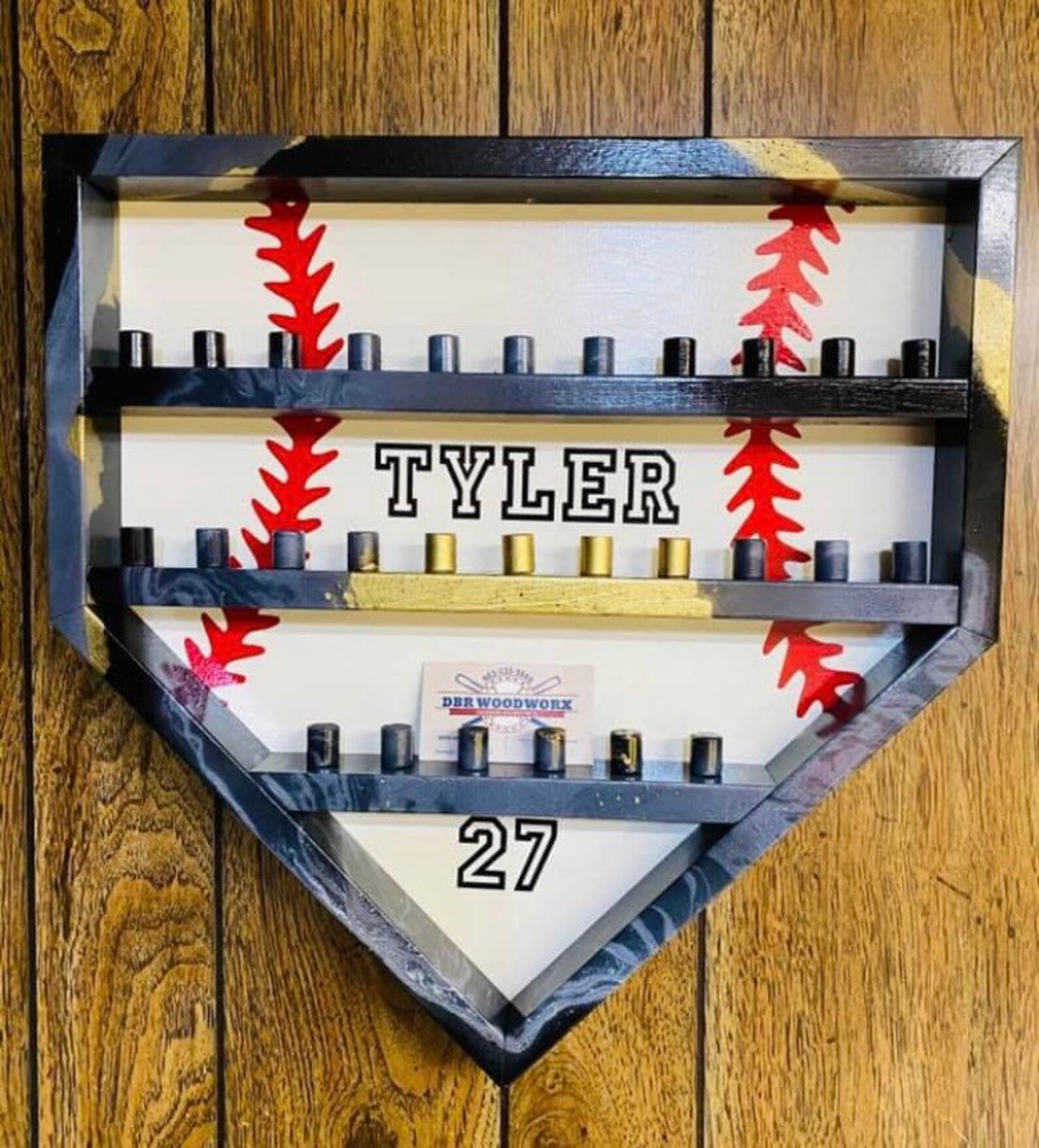 Hydrodipped Home Plate Shaped Baseball 28 Ring Display Case Etsy