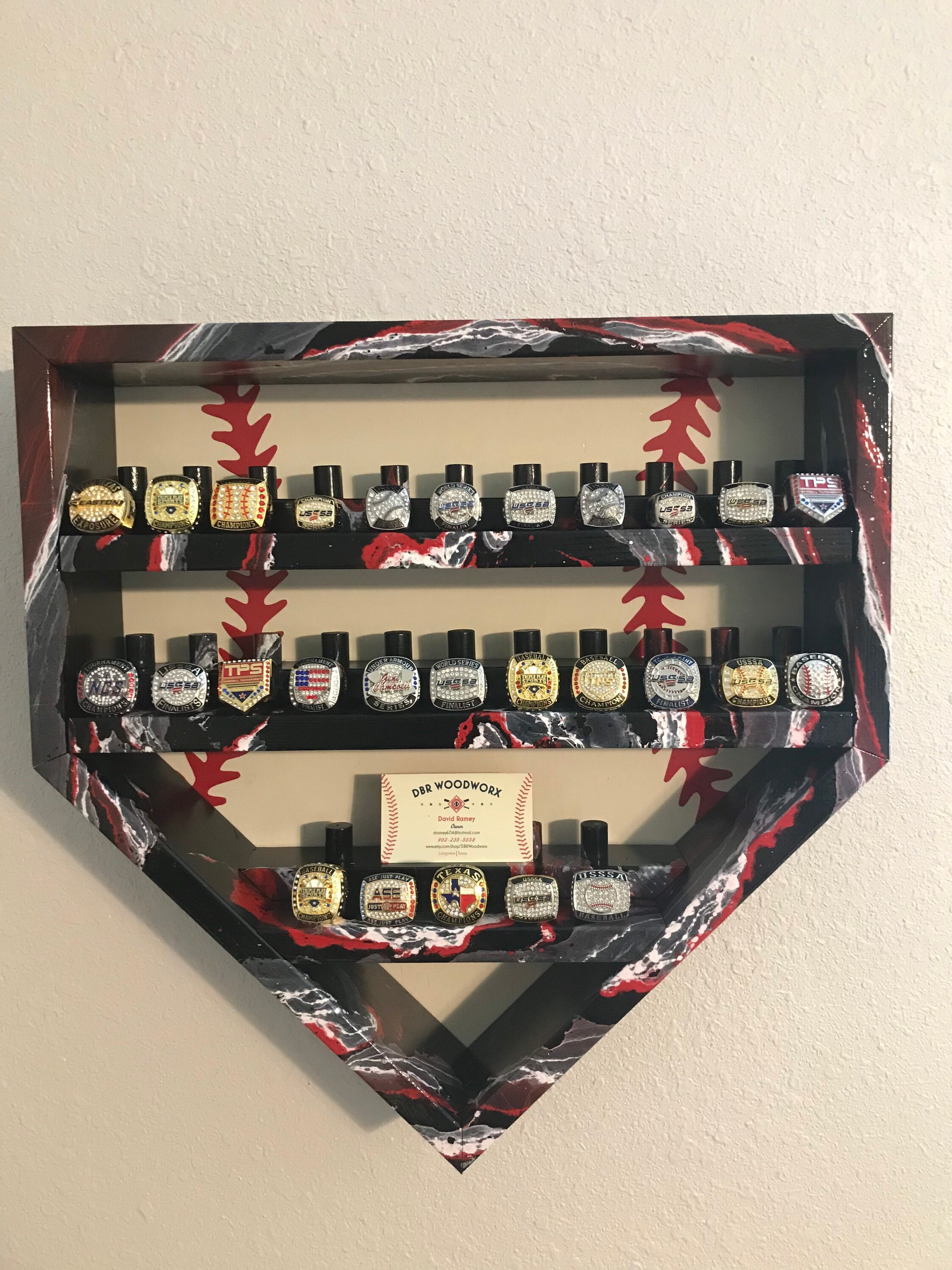 Baseball Homeplate 55 Ring Display Case Holder Hydro Dipped Etsy