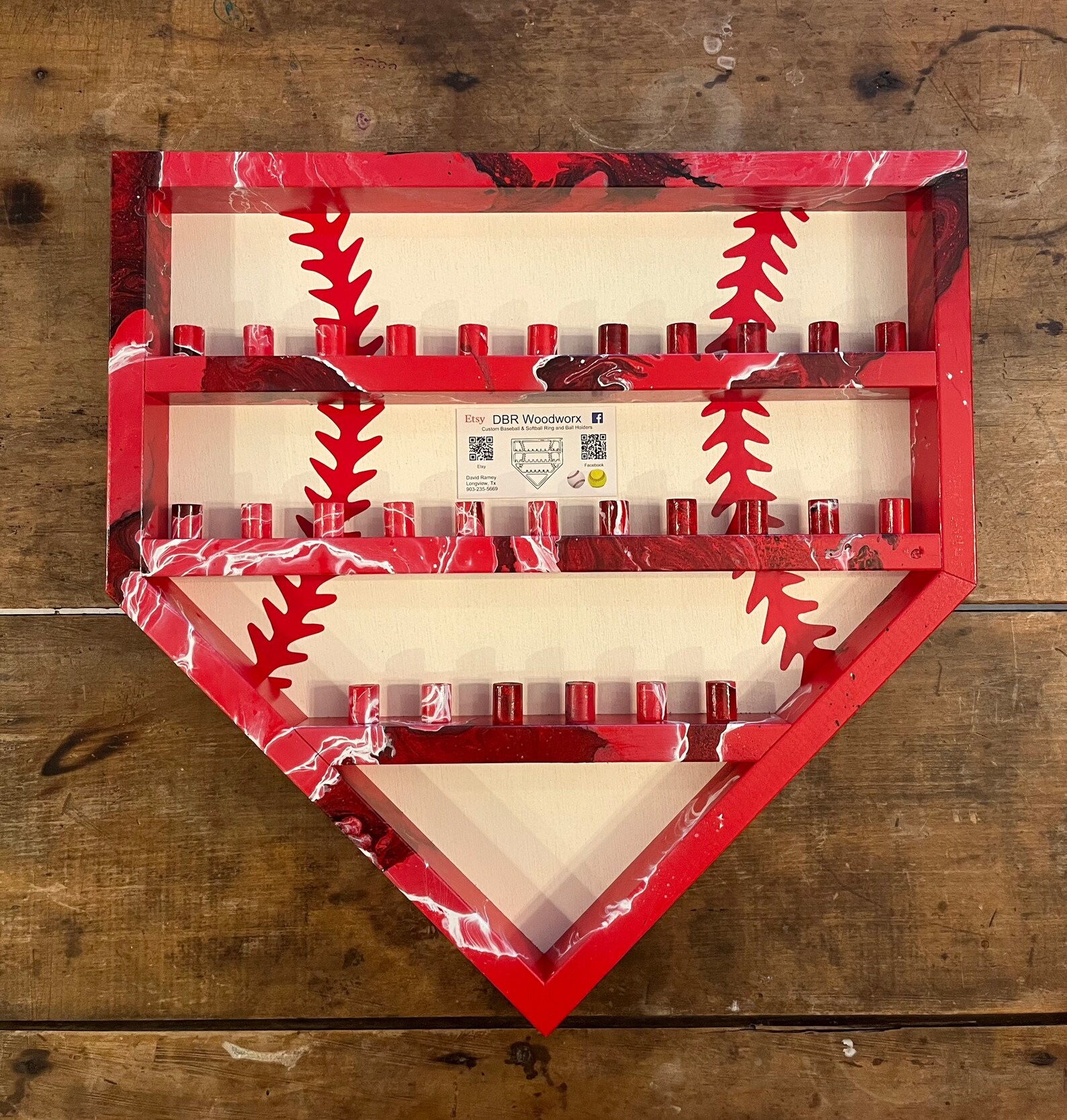 Hydrodipped Home Plate Shaped Baseball 28 Ring Display Case Etsy
