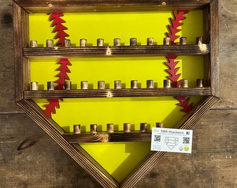 Softball Homeplate 28 Ring Display Case Holder