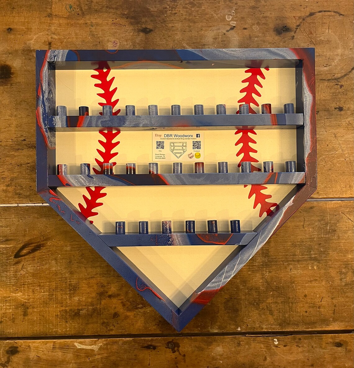 Hydrodipped Home Plate Shaped Baseball 28 Ring Display Case Etsy