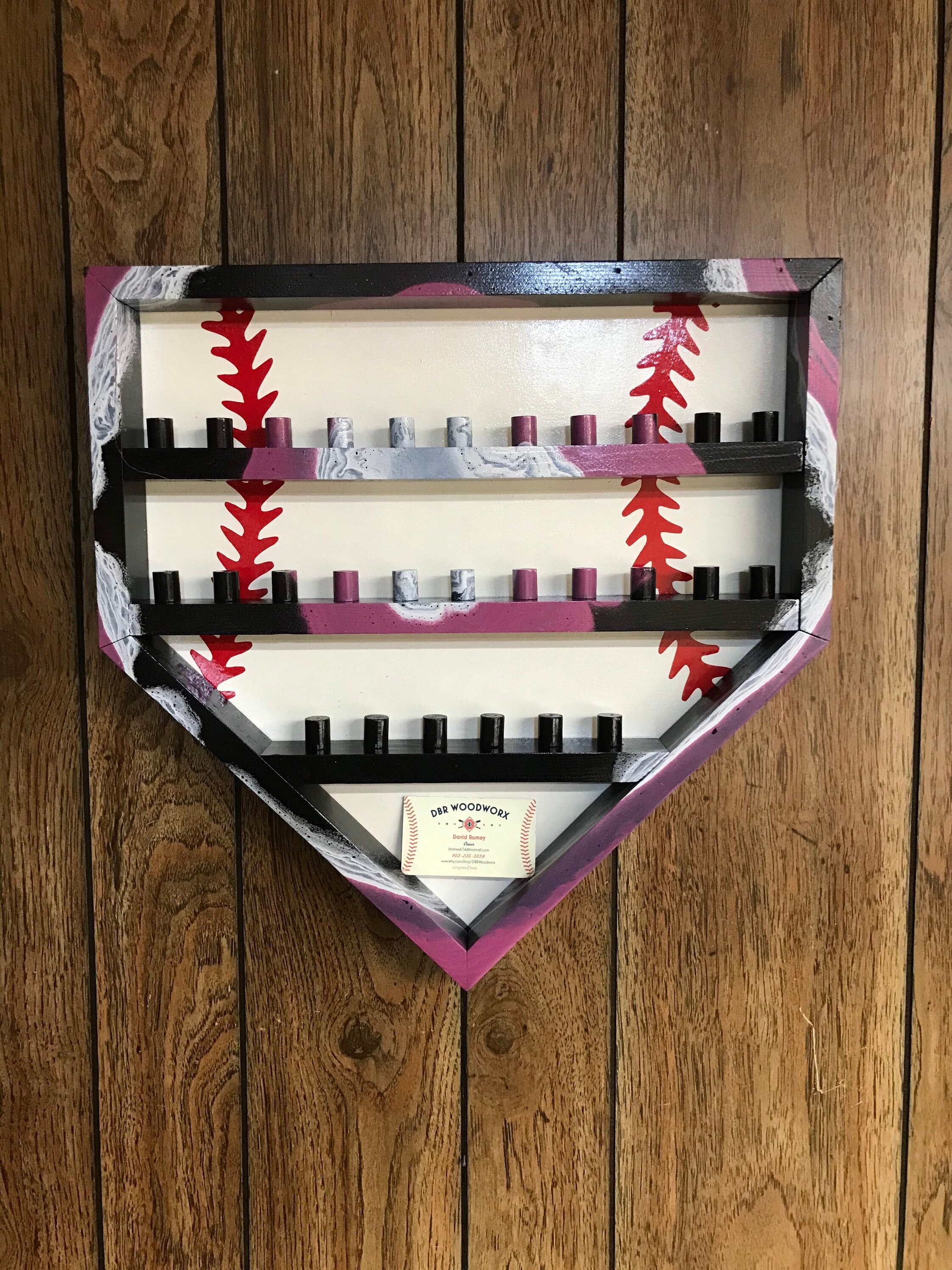 Hydrodipped Home Plate Shaped Baseball 28 Ring Display Case Etsy