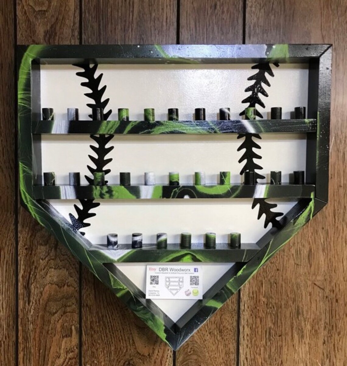 Hydrodipped Home Plate Shaped Baseball 28 Ring Display Case Etsy