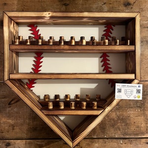 Baseball Homeplate 33 Ring and 5 Ball Display Case Holder